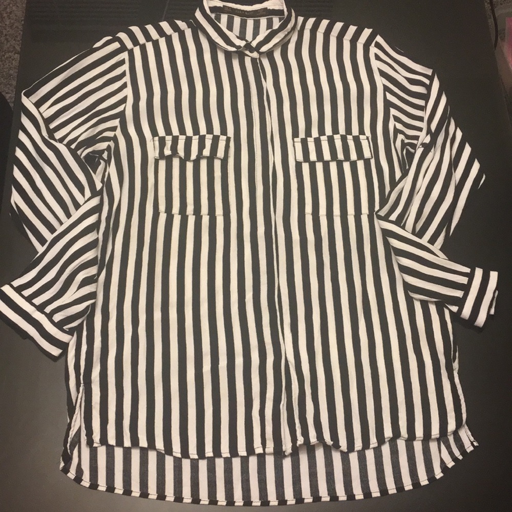Black and White Striped Zara Top